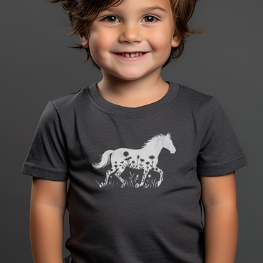 Flower Horse Light Toddler T Shirt - Dark Heather Grey